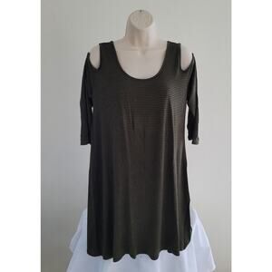 ROLLA COASTER Womens Cold-Shoulder Charcoal Knit Top/Tunic/Dress-Lg -NEW w/tags